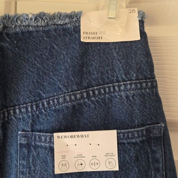 WeWoreWhat Denim Jeans 28 Frayed Hem Straight NWT Blue - Picture 10 of 11